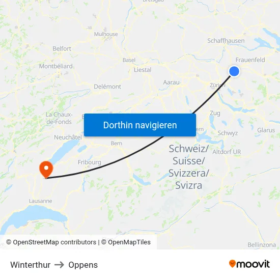 Winterthur to Oppens map