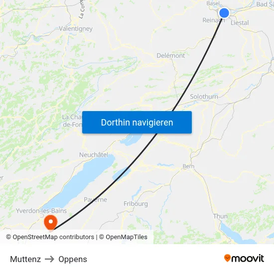 Muttenz to Oppens map