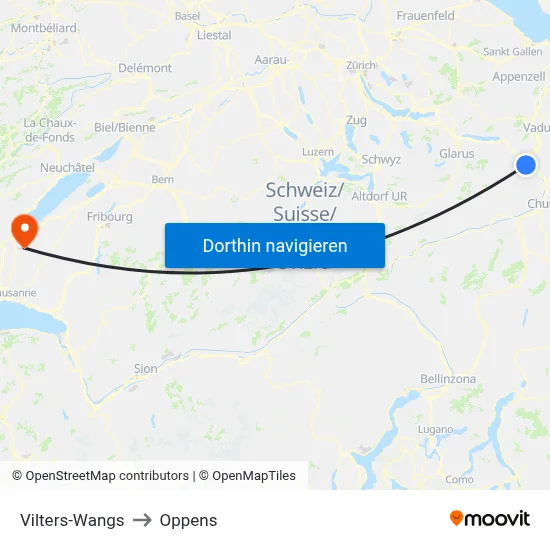 Vilters-Wangs to Oppens map