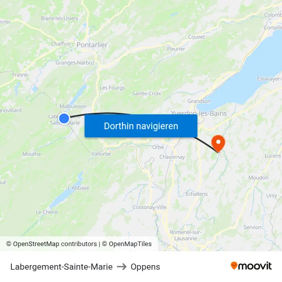 Labergement-Sainte-Marie to Oppens map