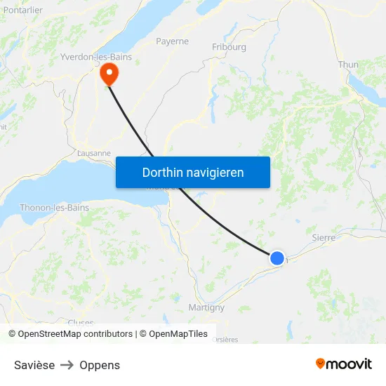 Savièse to Oppens map