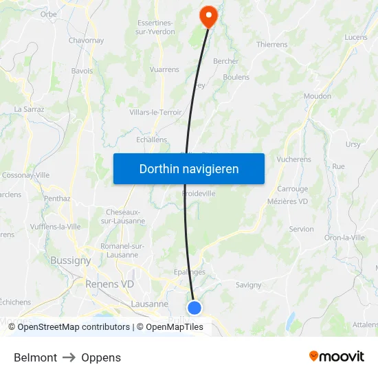 Belmont to Oppens map