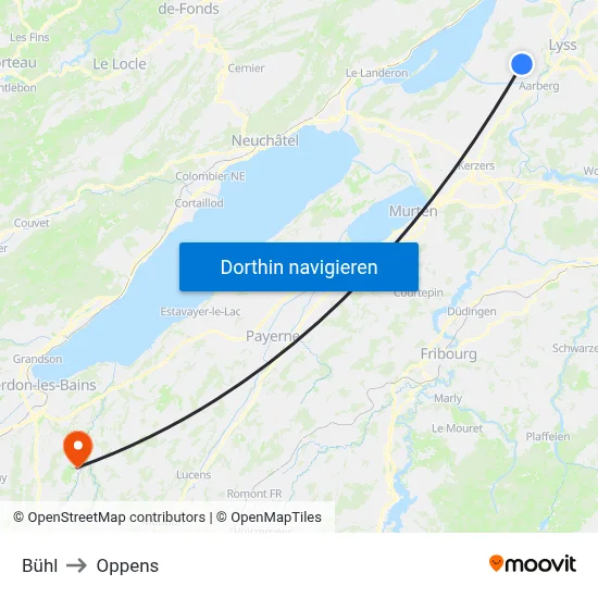 Bühl to Oppens map