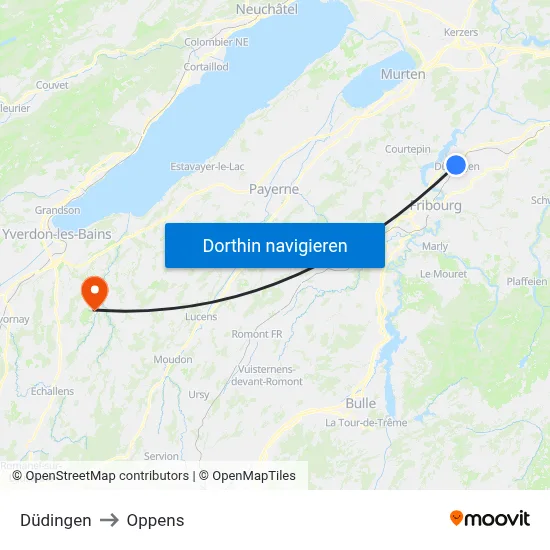 Düdingen to Oppens map