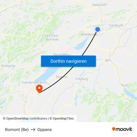 Romont (Be) to Oppens map