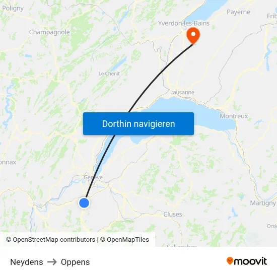 Neydens to Oppens map