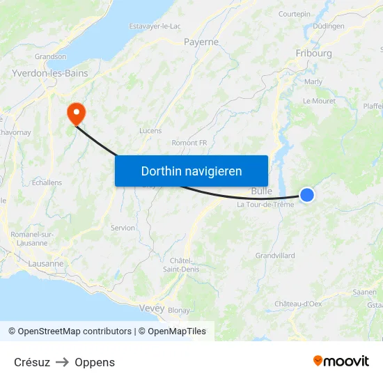 Crésuz to Oppens map