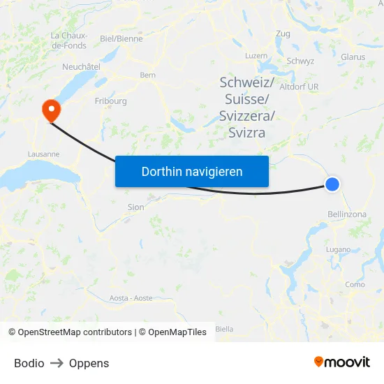 Bodio to Oppens map