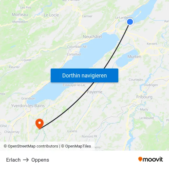 Erlach to Oppens map