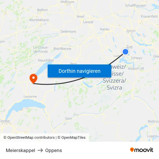 Meierskappel to Oppens map