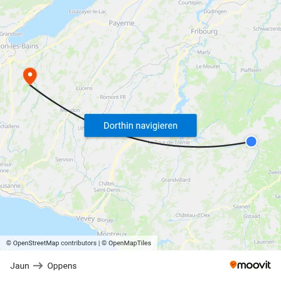 Jaun to Oppens map