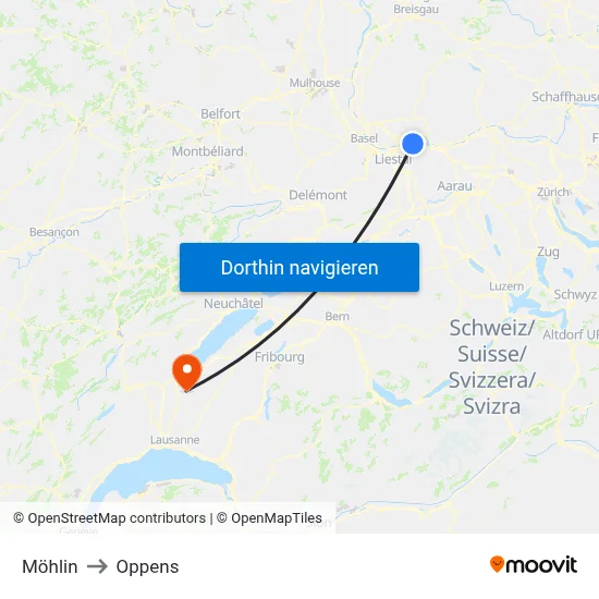 Möhlin to Oppens map