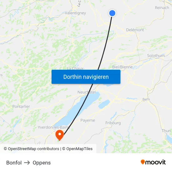 Bonfol to Oppens map