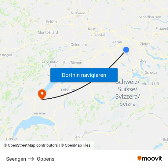Seengen to Oppens map