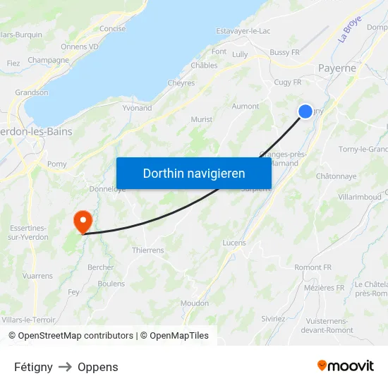 Fétigny to Oppens map