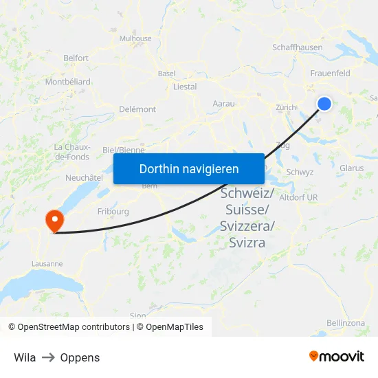 Wila to Oppens map