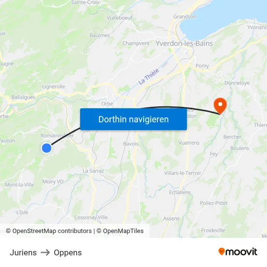 Juriens to Oppens map