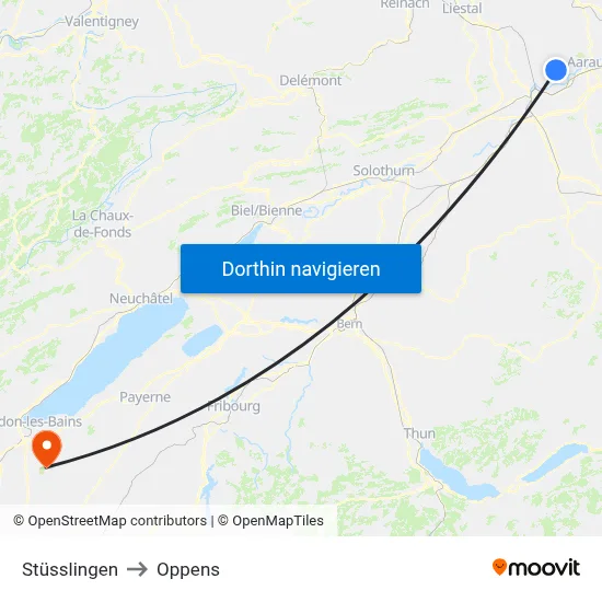 Stüsslingen to Oppens map