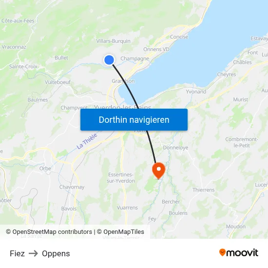 Fiez to Oppens map