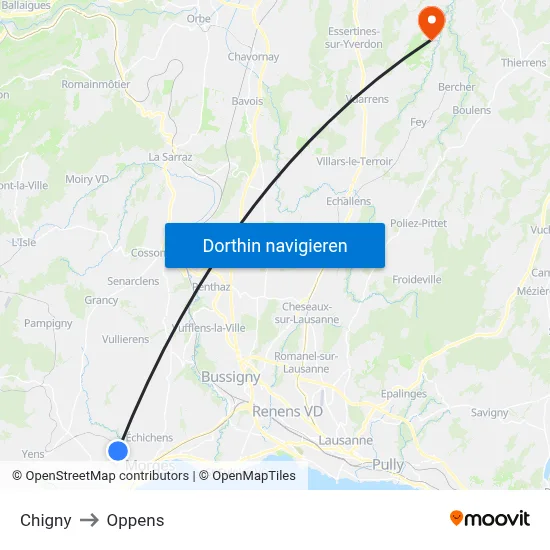 Chigny to Oppens map