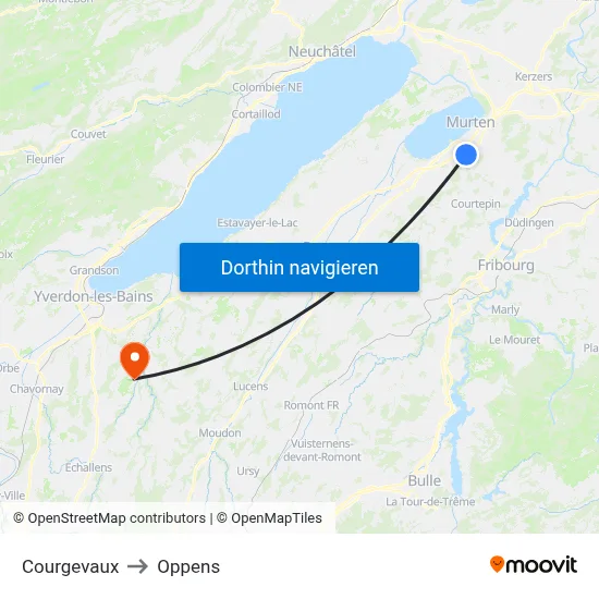 Courgevaux to Oppens map