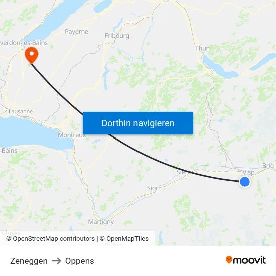 Zeneggen to Oppens map