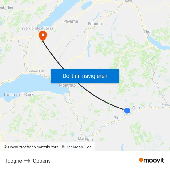 Icogne to Oppens map