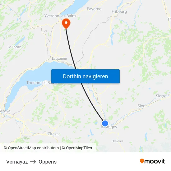 Vernayaz to Oppens map