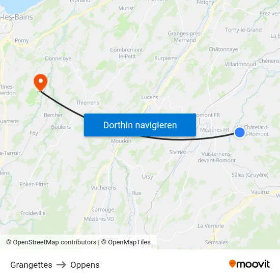 Grangettes to Oppens map