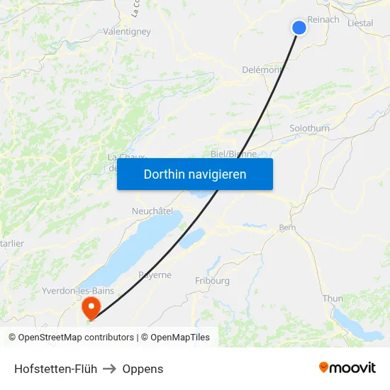 Hofstetten-Flüh to Oppens map