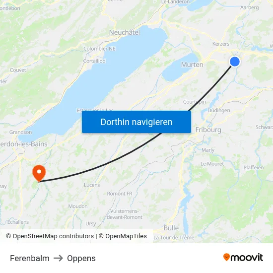 Ferenbalm to Oppens map