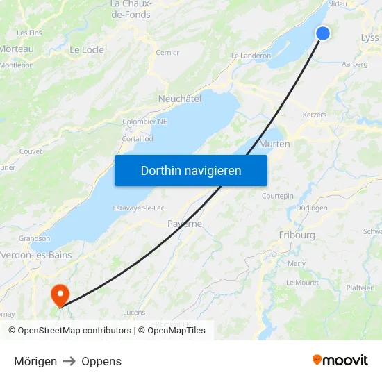 Mörigen to Oppens map