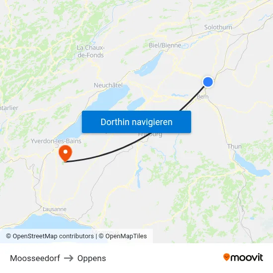 Moosseedorf to Oppens map