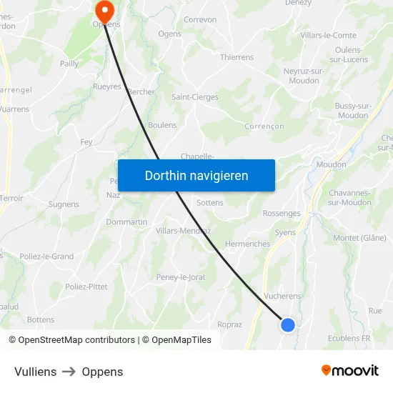 Vulliens to Oppens map