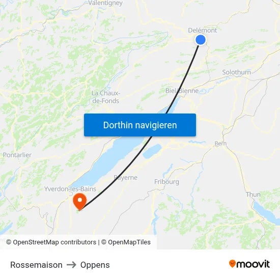 Rossemaison to Oppens map