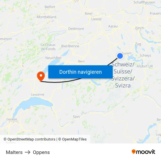 Malters to Oppens map