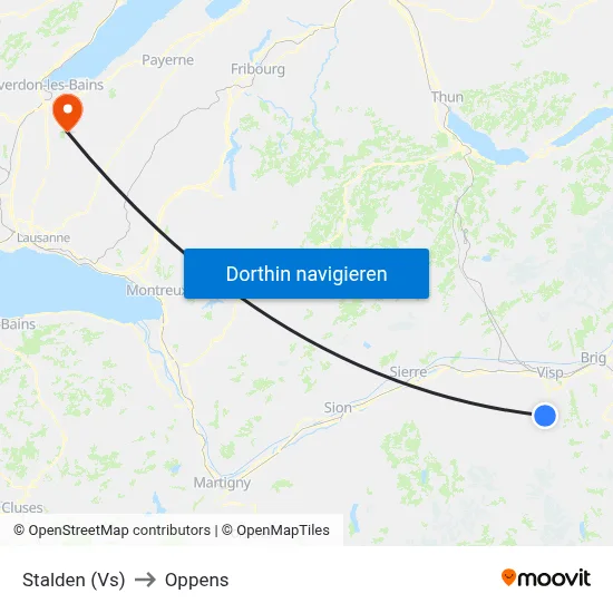 Stalden (Vs) to Oppens map