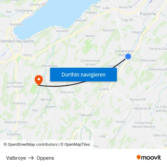Valbroye to Oppens map