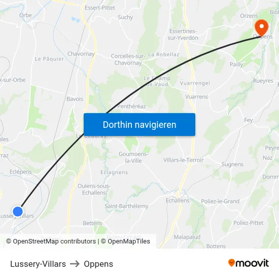 Lussery-Villars to Oppens map
