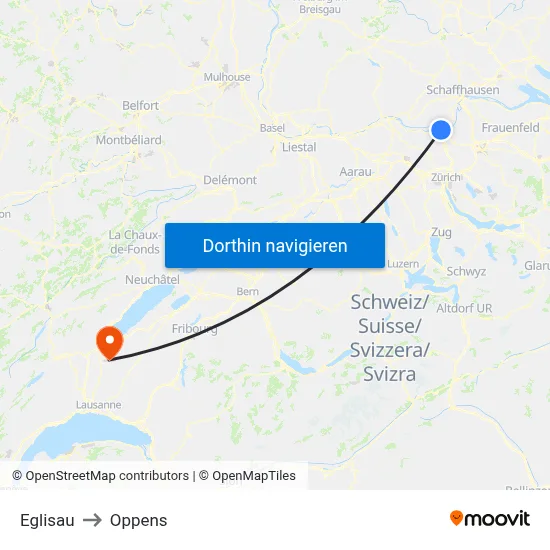 Eglisau to Oppens map