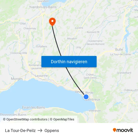 La Tour-De-Peilz to Oppens map
