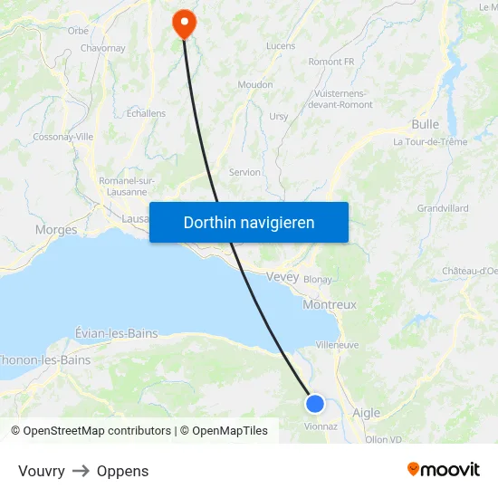 Vouvry to Oppens map