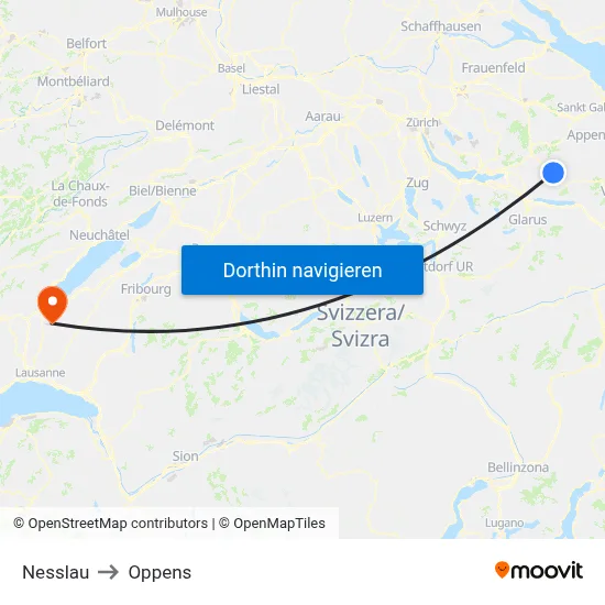 Nesslau to Oppens map