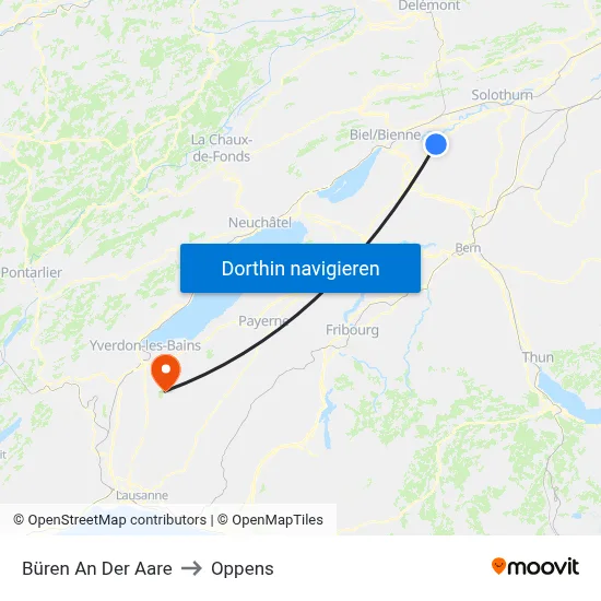 Büren An Der Aare to Oppens map