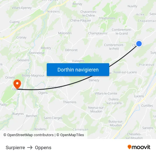 Surpierre to Oppens map