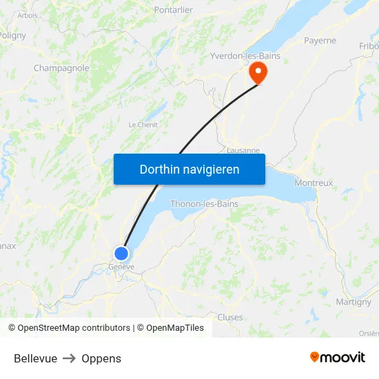 Bellevue to Oppens map