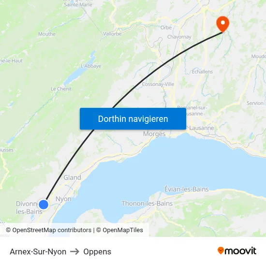 Arnex-Sur-Nyon to Oppens map