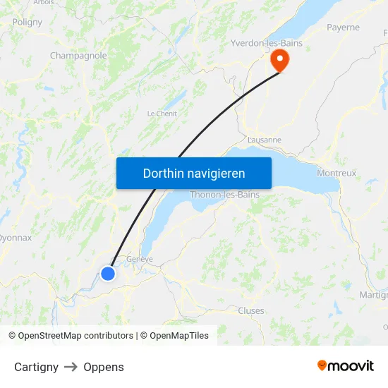 Cartigny to Oppens map