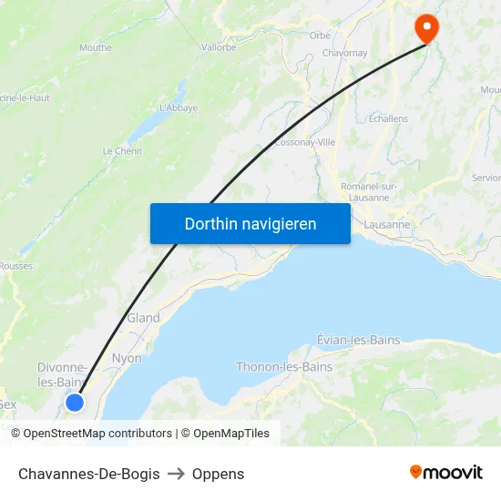 Chavannes-De-Bogis to Oppens map