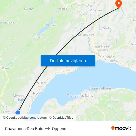 Chavannes-Des-Bois to Oppens map